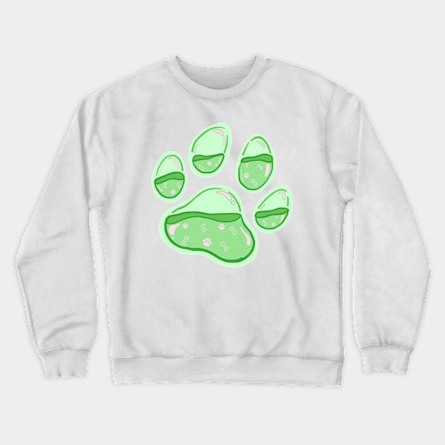 Paw Print - Jelly Green Crewneck Sweatshirt by jenartfart